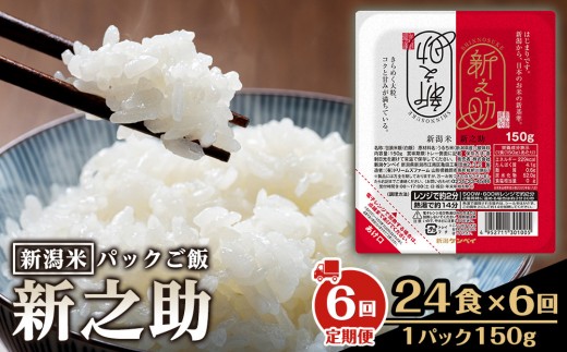 【定期便：全6回お届け】【パックごはん】新之助ごはん150g×24個 米 お米 コメ 新潟 新潟県 新之助 新潟ケンベイ