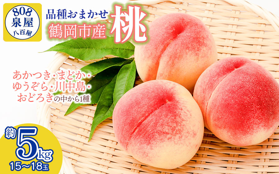 
            【令和7年産先行予約】鶴岡市産 桃（品種おまかせ）あかつき・まどか・ゆうぞら・川中島・おどろきの中から1種 約5kg（15～18玉）　K-755
          