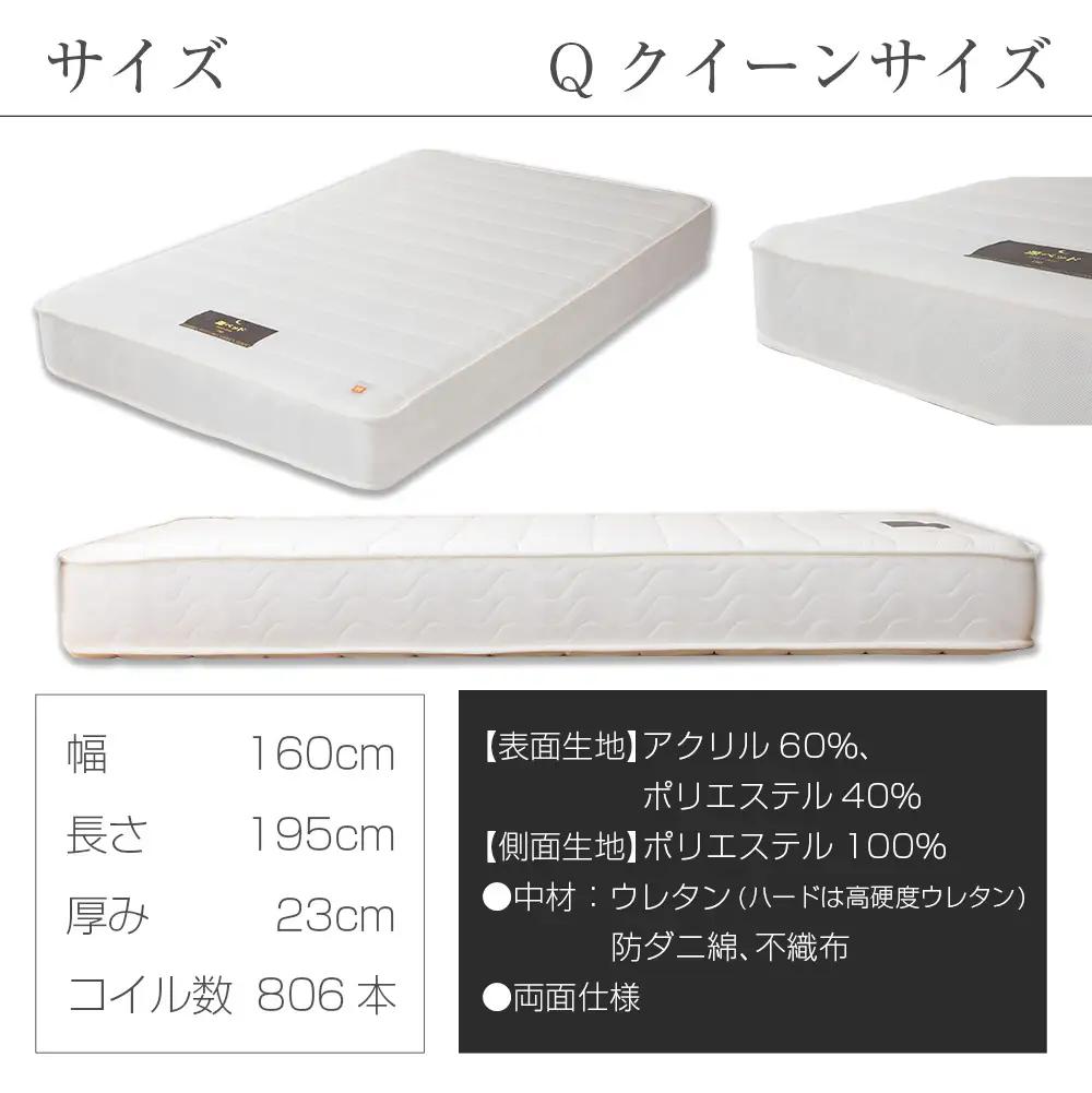 マットレス クイーン 夜香 ハイグレード2 ポケットコイル 国産マットレス 選べる3種の寝心地 圧縮梱包 両面仕様_CH041_Hqn