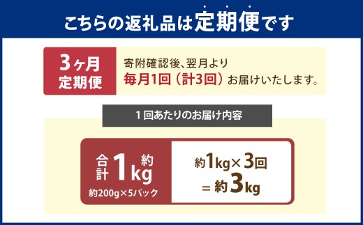 【3回定期便】【村上市 豚】 岩船豚 小間切れ 約1kg（約200g×5パック） ／ 肉 にく お肉 豚肉 ぶた肉 ブタ肉 ポーク こま切れ ジューシー やわらか 小分け 冷凍 国産 001-0009