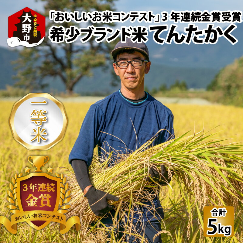 【ふるさと納税】【令和7年産 新米】越前大野産 一等米 帰山農園の「てんたかく」 5kg × 1袋【選べる精米方法】 白米 玄米 無洗米 5分づき 8分づき 米 お米 [A-001041]