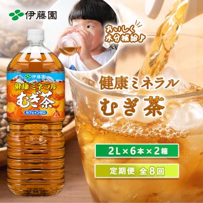 ふるさと納税 恵庭市 『定期便:全8回』健康ミネラルむぎ茶2L×6本×2箱【50002001】