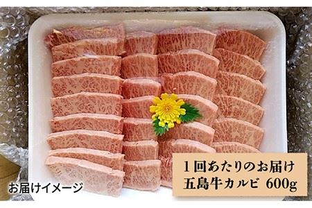 【全12回定期便】五島牛 カルビ600g 五島市 / 肉のマルヒサ [PCV034] カルビ 牛カルビ お取り寄せ牛カルビ 和牛牛カルビ A4 A5 カルビ 牛カルビ お取り寄せ牛カルビ 和牛牛カルビ