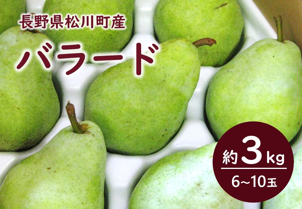 
            KL09-25A 洋梨 バラード 約3kg（6～10玉）贈答 / 2025年10月上旬頃〜配送予定 // 長野県 南信州 松川町産 洋ナシ 洋なし バラード 産地直送 農家直送 農家支援 贈答 果物 西洋梨 フルーツ
          