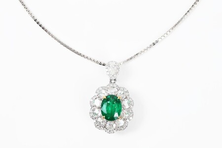 【ふるなび限定】【一点もの】エメラルド（1.98ct）ダイヤモンドホワイトゴールドペンダント　R116　K06139-H　FN-Limited-SP