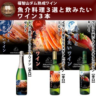 ふるさと納税 直方市 福智山ダム熟成 魚介料理3選と飲みたい白ワイン&amp;スパークリングワイン3本詰め合わせセット FD337