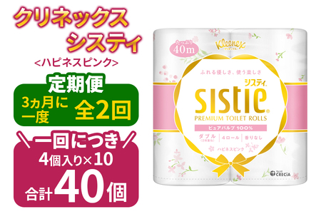 【全2回定期便(3ヵ月に1回)】クリネックス システィ（ダブル） 40ロール(4ロールｘ10パック)【日本製紙クレシア株式会社】 トイレットペーパー トイレットペーパー トイレットペーパー トイレットペーパー トイレットペーパー トイレットペーパー [BDAM006]