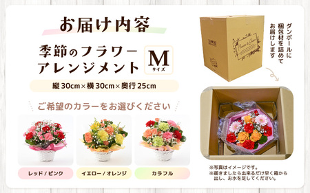 【母の日ギフト】 選べるカラー 季節のフラワーアレンジメント M (カラフル) （母の日対応） 【お花 フラワー アレジメント 花束 ギフト 生花 プレゼント 花束 花 記念日 お祝い】 [A-207