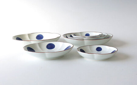 【波佐見焼】和紺・丸 花型皿 3種類 6枚セット 食器 プレート【奥川陶器】[KB68] 波佐見焼