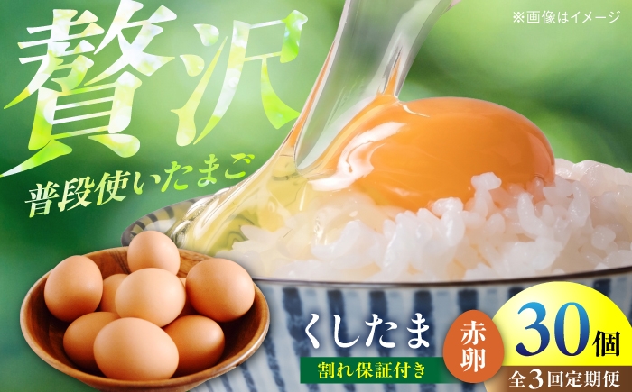 
                  【定期便3回】くしたま赤卵 毎月30個（27個＋割れ保証3個）×3ヶ月 / 卵 たまご 定期便 / 稲沢市 / 櫛田養鶏場 [BMAY011]
                