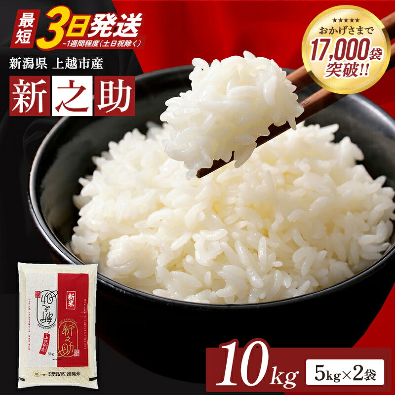 【ふるさと納税】【最短3日発送】令和7年産 新之助 無洗米 新潟県 上越産 10kg (5kg×2) しんのすけ 五つ星お米マイスターのいるお店 お米 精米 米 ご飯 大黒屋商店　お届け：2026年7月下旬～9月下旬
