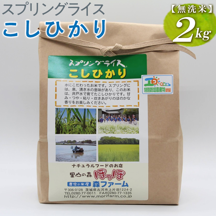 【新米】スプリングライス こしひかり (無洗米)2kg ※着日指定不可 | 米 こめ コメ 2キロ 無洗米 白米 こしひかり コシヒカリ 古河市産 茨城県産 取り寄せ お取り寄せ ギフト 贈答 贈り物 プレゼント お中元 お歳暮 茨城県 古河市 直送 農家直送 産地直送 _BI38