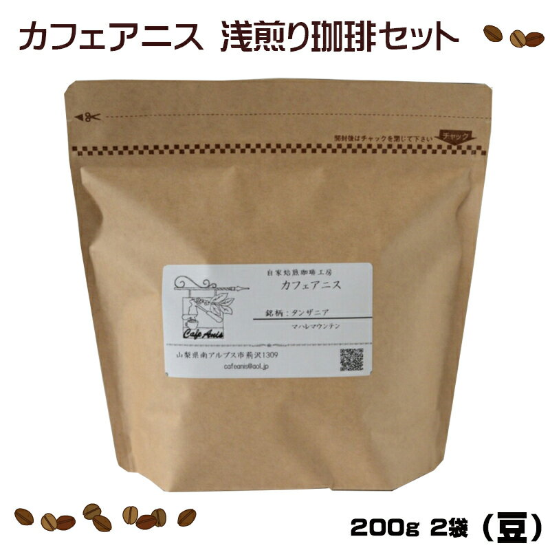 【ふるさと納税】 1.2-9-3 自家焙煎珈琲 浅煎りセット（豆） ふるさと納税 コーヒー 珈琲 浅煎り 豆 自家製 タンザニア エチオピア モカ シダモ おすすめ 山梨県 南アルプス市 送料無料 ALPBE001