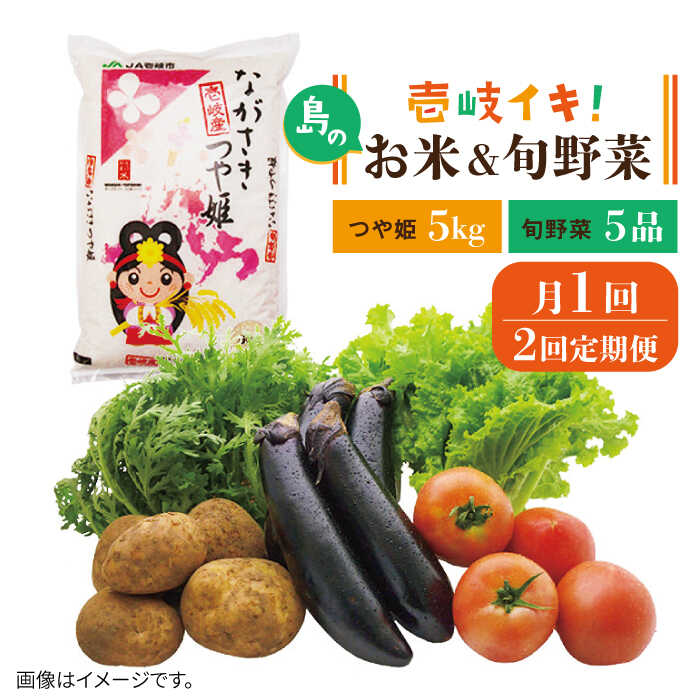 【ふるさと納税】【先行予約】【全2回定期便】壱岐産米（つや姫）5kg・旬の野菜 5品【2025年10月中旬以降順次発送】《壱岐市》【壱岐市農業協同組合】[JBO132] お米 季節 セット ごはん 白米 46000 46000円
