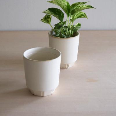 ふるさと納税 瑞浪市 【美濃焼】miyama.　プラントポットLペア　バニラホワイト