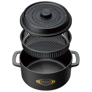ココット風電子レンジ用鍋 1.6L (ブラック） ライザップ RIZAP （スケーター株式会社）571701 電子レンジ対応 レシピ付き 調理用品 キッチン用品 奈良県 奈良市 なら 8-052