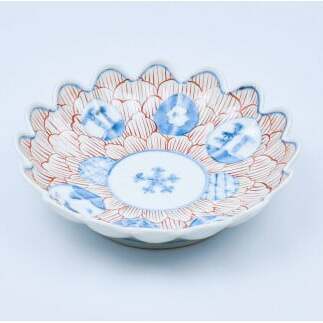 有田焼 丸紋花弁紋 菊形6.5寸皿【まるぶん】食器 器 うつわ 手描き ハレの日 18cm A20-555_イメージ2