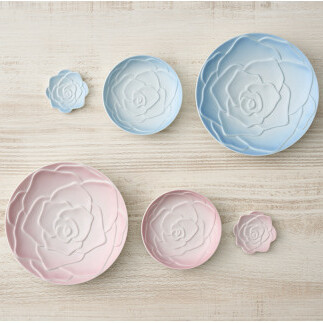 錦右エ門陶苑 La Vie en rose バラの食器 6点セット ピンク&ブルー 有田焼 取り皿 小皿 バラ 薔薇 食卓 カトラリーレスト A35-254_イメージ2