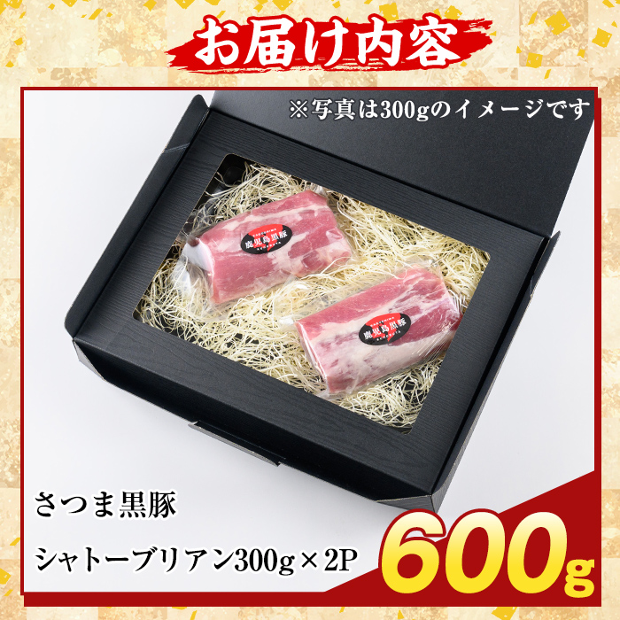 K-485-B 鹿児島県産さつま黒豚 シャトーブリアン(計600g)【ふるさと産直バザール】霧島市 シャトーブリアン ヒレ肉 黒豚 国産 鹿児島県産 肉 精肉
