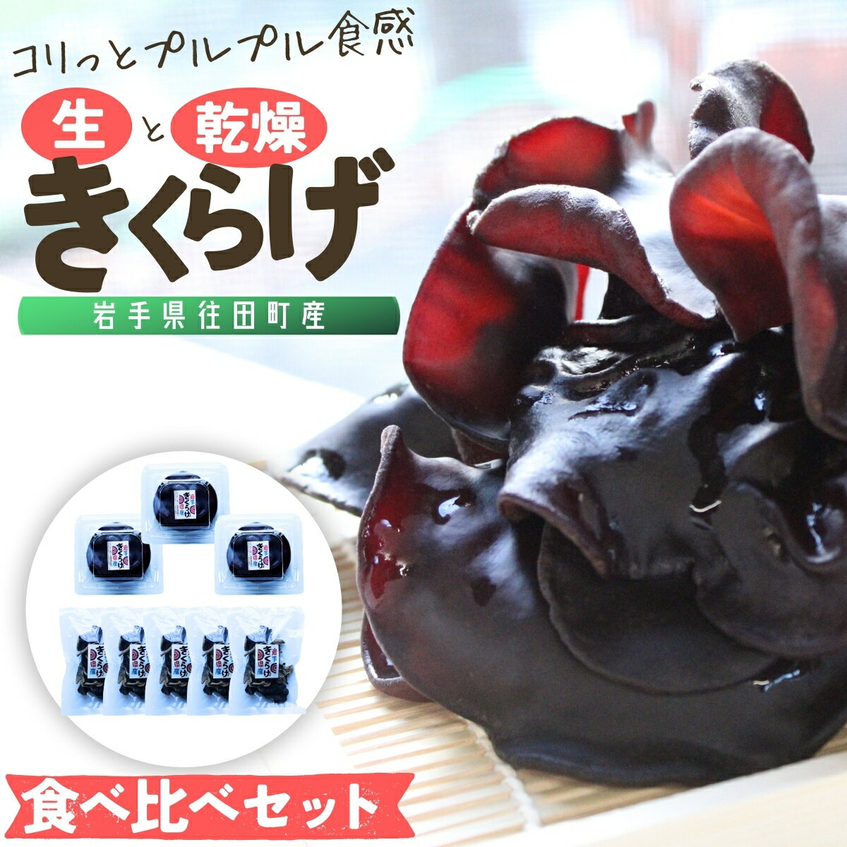 【ふるさと納税】岩手県産 生きくらげ・乾燥きくらげ 食べ比べセット (乾燥50g・生120g) コリっとプルプル食感がたまらない国産きくらげ/ きくらげ 生きくらげ 乾燥きくらげ 木耳 キノコ 国産【#0126_pre】