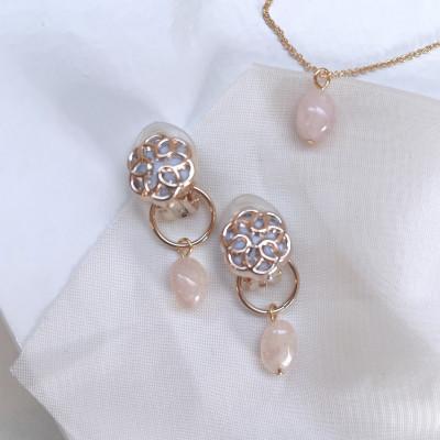 ふるさと納税 長岡京市 Agaroハンドメイド誕生石のイヤリング&amp;ネックレス(モルガナイト) おまかせデザイン2点SET