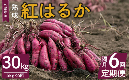 【福岡県久留米市産】熟成さつまいも（紅はるか）5kg ＜定期便－2ヶ月毎に6回お届け＞ 〔Tk011〕