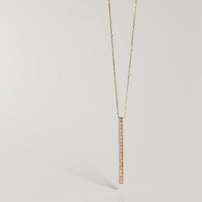 ふるさと納税 大津市 【18金 ラボダイヤネックレス 0.095ct】70cm ロングバーペンダント 大人のアクセ K18 |  | 01