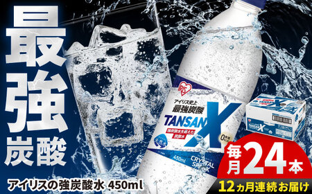【全12回定期便】アイリス史上最強炭酸！TANSAN X 炭酸水 450ml×24本×12回 / 炭酸水 炭酸水 炭酸水 炭酸水 炭酸水 炭酸水 炭酸水 / 佐賀県 / アイリスオーヤマ株式会社 [41ACAA115]