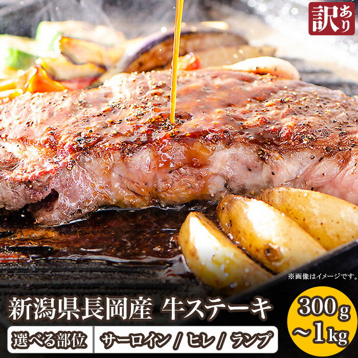 【ふるさと納税】訳あり 不揃い 肉 牛肉 サーロイン ランプ ヒレ ステーキ 焼肉 長岡牧場 選べる容量・部位 300g 450g 500g 600g 750g 900g 1000g 1kg 新潟県長岡市産（株式会社フードコネクト）