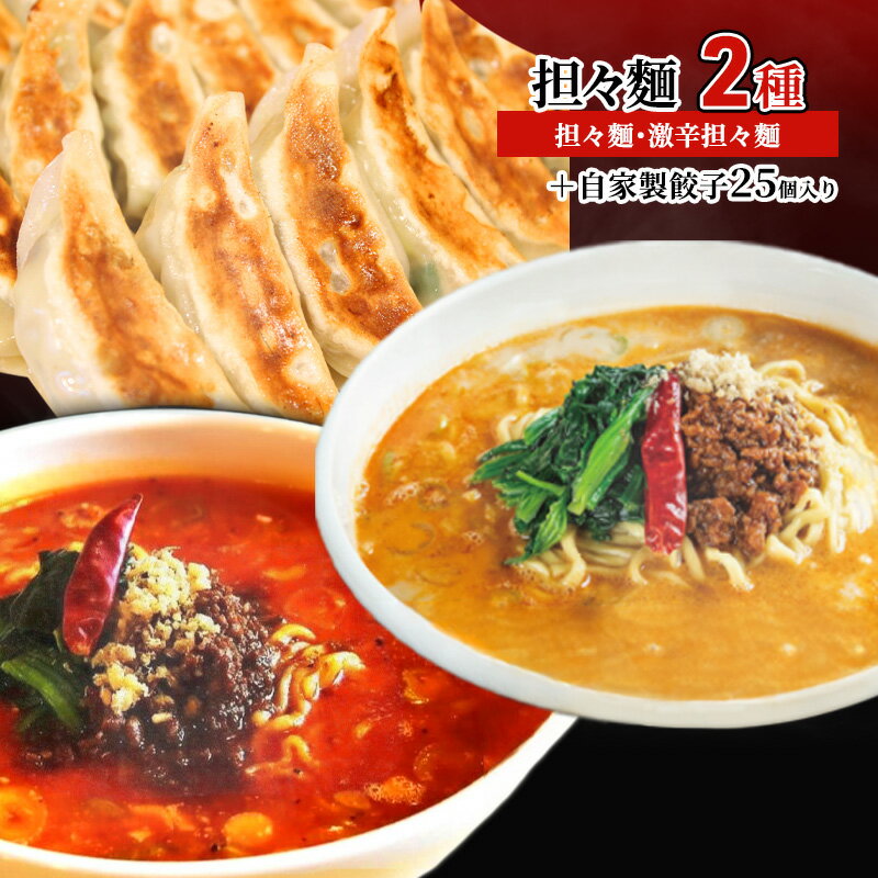 【ふるさと納税】担々麺2種（担々麺・激辛担々麺）＋自家製餃子25個入り ラーメン 麺類