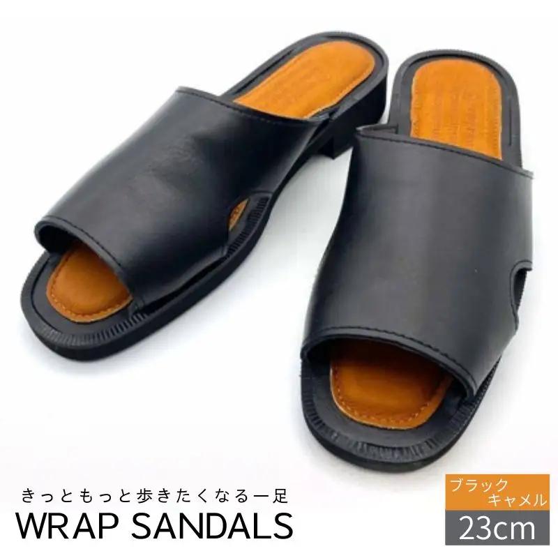 サンダル 履きやすい WRAP SANDALS ブラック×キャメル×ブラック 23cm  ／ ユニセックス カジュアル 履物 【mrsn0006】