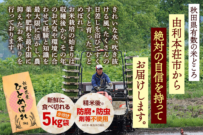 《定期便6ヶ月》令和7年産 【無洗米】通算5回特A 秋田県産ひとめぼれ 10kg(5kg×2袋)×6回 お届け周期調整 隔月に調整OK お米 米 こめ 藤岡農産 [米 無洗米 白米 特A 精米 秋田県