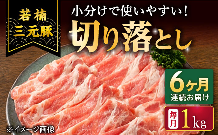 【6回定期便】若楠三元豚 切り落とし 1kg（250g×4パック）/ナチュラルフーズ [UBH075]