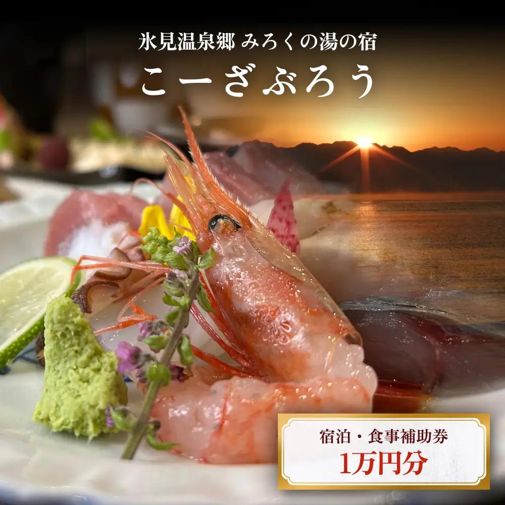 「氷見温泉郷 みろくの湯の宿 こーざぶろう」宿泊・食事補助券1万円分  《富山県 氷見市 天然温泉 美肌の湯 ご利用 補助券 10000円分 旅行券 温泉 宿泊券 宿泊 旅行クーポン ギフト券 商品券 食事券 食事補助券 優待券 宿泊補助券 温泉利用券 チケット クーポン 海鮮》