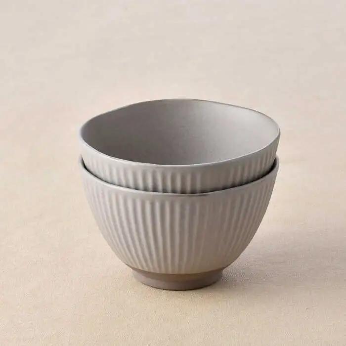 【波佐見焼】しのぎ 丼ぶり カーキ 2個セット【トーエー】[QC74]