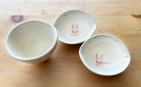 【瀬戸焼】子供用食器セット(うさぎ)贈答品対応【1456261】