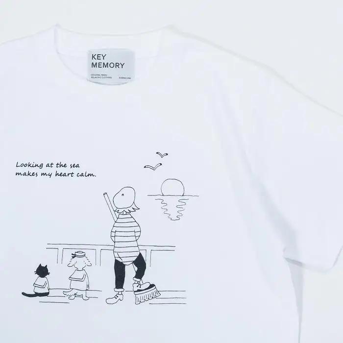 《1》【KEYMEMORY鎌倉】Sea heartイラストTシャツ WHITE