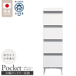ランドリー収納 【ポケット 30 LO】 ホワイト つや有_ランドリー収納 ポケット 30 LO 大川家具 ホワイト つや有 収納 完成品 お手入れ 簡単 機能性抜群 引出 スライドレール 洗濯物 洗面所 隙間収納 お洒落 日本製 お取り寄せ 福岡県 久留米市 送料無料_Qd083-01