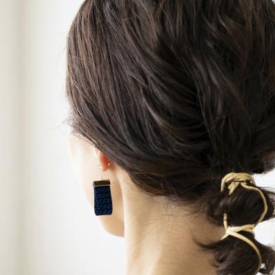 ふるさと納税 与謝野町 kuska fabricのガルザイヤリング【ダークネイビー】世界でも稀な手織りファブリック |  | 01