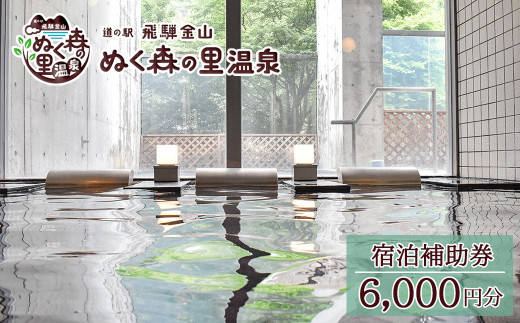 下呂温泉【道の駅 飛騨金山ぬく森の里温泉】宿泊補助券（6,000円分） 宿泊券 温泉 旅行 宿泊