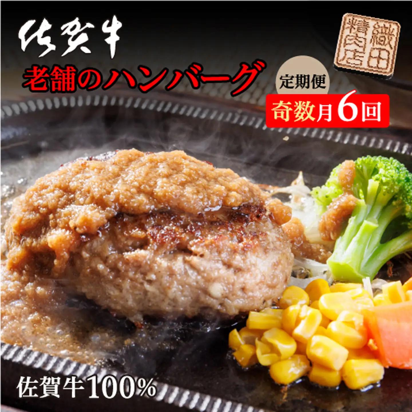 【定期便6回】老舗の 佐賀牛 100% ハンバーグ 奇数月発送 全6回 定期便 _m-3