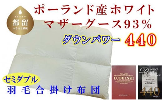 【合掛け布団】ポーランド産マザーグース93％ 羽毛合掛け布団（セミダブル：170cm×210cm）（ダウンパワー440）【サカキュー】｜羽毛布団 羽毛ふとん 羽毛掛けふとん 合い掛け布団 合い掛けふとん　羽毛　ダウン　布団　ふとん　合い掛け　セミダブル