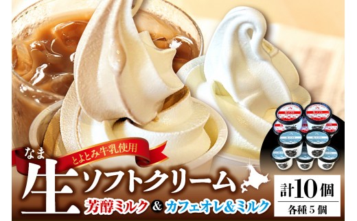 【スピード発送対応】生ソフトクリーム【芳醇ミルク／カフェオレ＆ミルク】 計10個　tt013-005sp