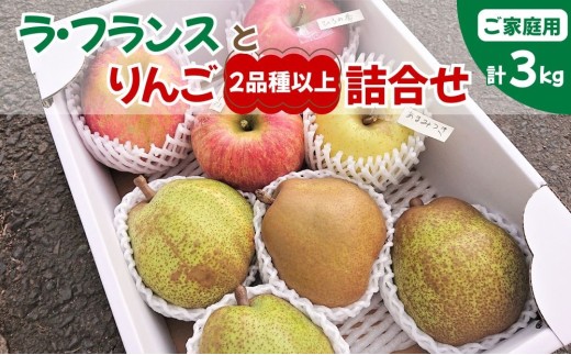 ラ・フランスとりんご2品種以上の詰合せ 3kg ご家庭用 8~13玉 西洋梨 ラフランス リンゴ フルーツ 果物 0075-2611