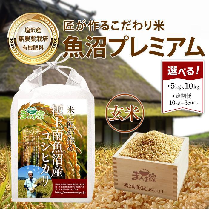 【ふるさと納税】【令和7年産新米予約】米 玄米 コシヒカリ南魚沼産 有機肥料 農薬不使用　5kg／10kg（5kg×2袋）／定期便10kg（3・6・12ヶ月）【2025年9月中旬より順次発送予定】 | お米 こめ 食品 コシヒカリ 人気 おすすめ 送料無料 魚沼 南魚沼 南魚沼市 新潟県 玄米