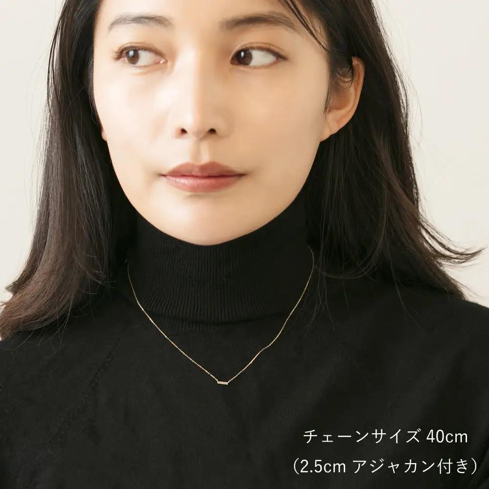 人気！華奢見えストレートデザイン K10イエローゴールドダイヤモンドネックレス アジャ付き 40cm / K10-01-01 金 ゴールド ダイヤ ジュエリー アクセサリー ギフト プレゼント レディ