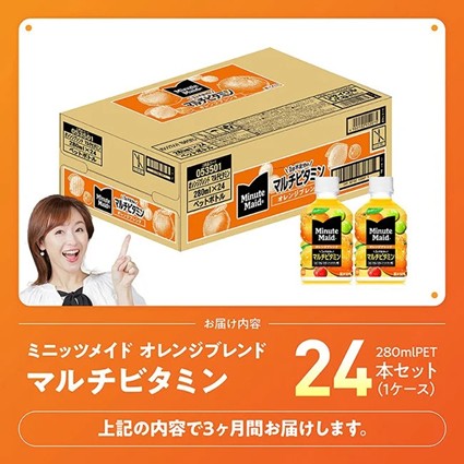 【3ヶ月定期便】コカ・コーラ ミニッツメイド 「オレンジブレンド マルチビタミン」280mlPET 24本 【 ふるさと納税 飲料 オレンジ ジュース ミックス ブレンド PET 川南町 国内産 九州