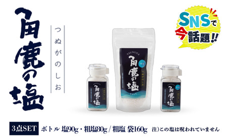 角鹿の塩 ギフト3点セット（塩×1・粗塩×2）【敦賀 塩 しお 粗塩 天然塩 天日塩 釜炊き 調味料 ミネラル お中元 お歳暮 ギフト 贈り物 プレゼント】[080-a004]