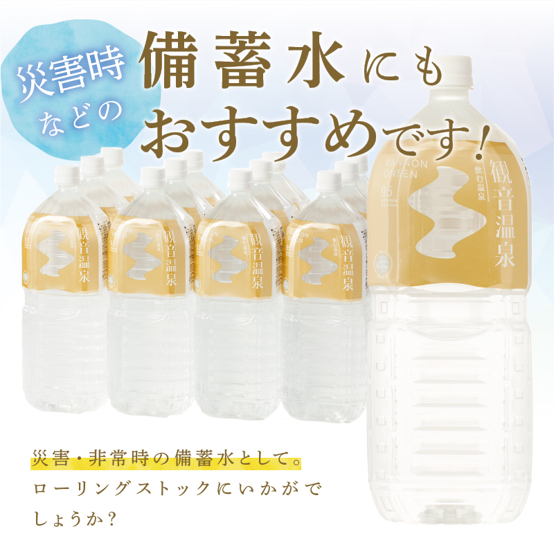 飲む温泉　観音温泉　2L(6本入)　2ケース　定期便　（6ヶ月で3回）