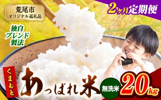 【2ヶ月定期便】熊本県産 くまもとあっぱれ米 無洗米 ブレンド米 20kg 熊本県産 ふるさと納税  精米 米 こめ ふるさとのうぜい コメ お米 おこめ《お申込み翌月から出荷》